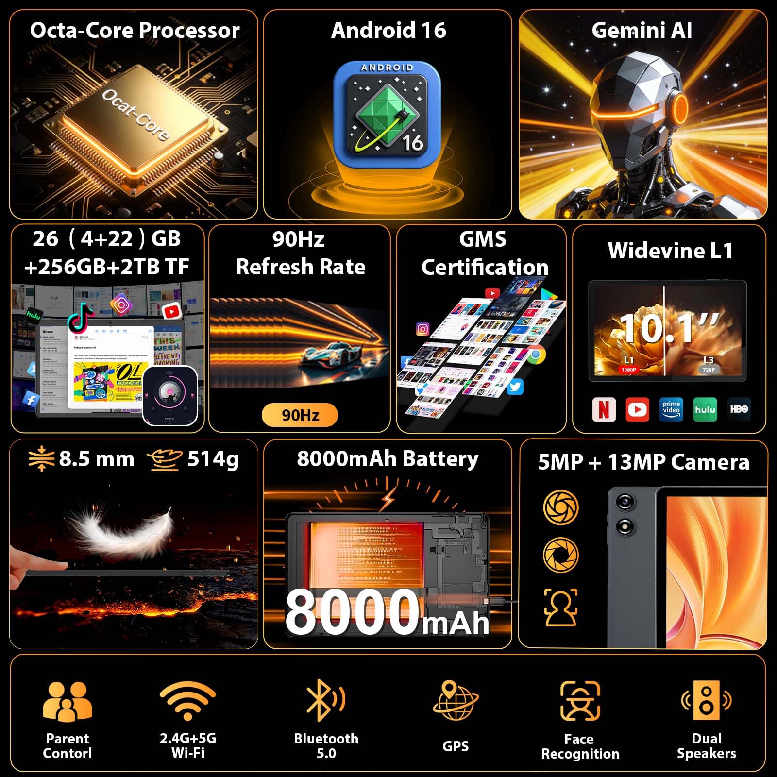 Amazon.com : 2026 Android Tablet with Keyboard, Upgraded Android